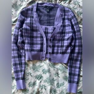Plaid Purple Women's Sweater